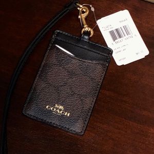 NWT! Coach Signature PVC Brown/Black Lanyard